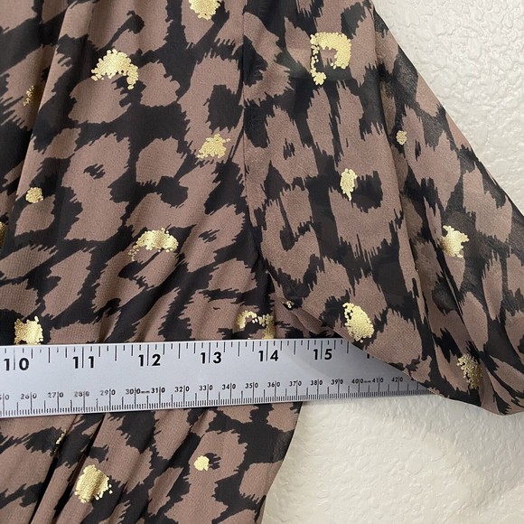 Express Womens Dress Size Small Animal Print Vneck Lined Brown Gold n1 - Picture 5 of 8